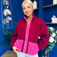 Mimi Contrast Block Colour Full Zip Fleece Wine