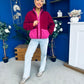 Mimi Contrast Block Colour Full Zip Fleece Wine