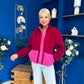 Mimi Contrast Block Colour Full Zip Fleece Wine