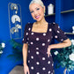Jennifer Frill Hem Midi Dress Pink Polka Burgundy