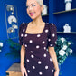 Jennifer Frill Hem Midi Dress Pink Polka Burgundy