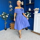 Helen Detailed Bardot Midi Dress Purple
