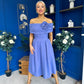 Helen Detailed Bardot Midi Dress Purple