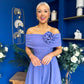 Helen Detailed Bardot Midi Dress Purple