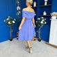 Helen Detailed Bardot Midi Dress Purple