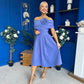 Helen Detailed Bardot Midi Dress Purple