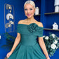 Helen Detailed Bardot Midi Dress Forest
