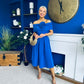 Helen Detailed Bardot Midi Dress Blue
