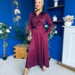 Kira Wrap Detail Maxi Shirt Dress Wine