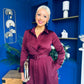 Kira Wrap Detail Maxi Shirt Dress Wine