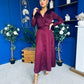 Kira Wrap Detail Maxi Shirt Dress Wine