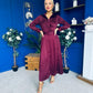 Kira Wrap Detail Maxi Shirt Dress Wine