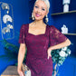 Heidi Lace Detail Ruched Midi Dress Wine