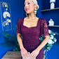 Heidi Lace Detail Ruched Midi Dress Wine