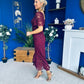 Heidi Lace Detail Ruched Midi Dress Wine
