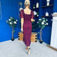 Heidi Lace Detail Ruched Midi Dress Wine