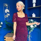Heidi Lace Detail Ruched Midi Dress Wine