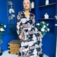 Kiley Pleated Midi Dress Geo Autumn