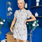 Ami Sequin Tulip Sleeve Mini Dress Ivory