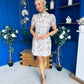 Ami Sequin Tulip Sleeve Mini Dress Ivory