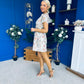 Ami Sequin Tulip Sleeve Mini Dress Ivory