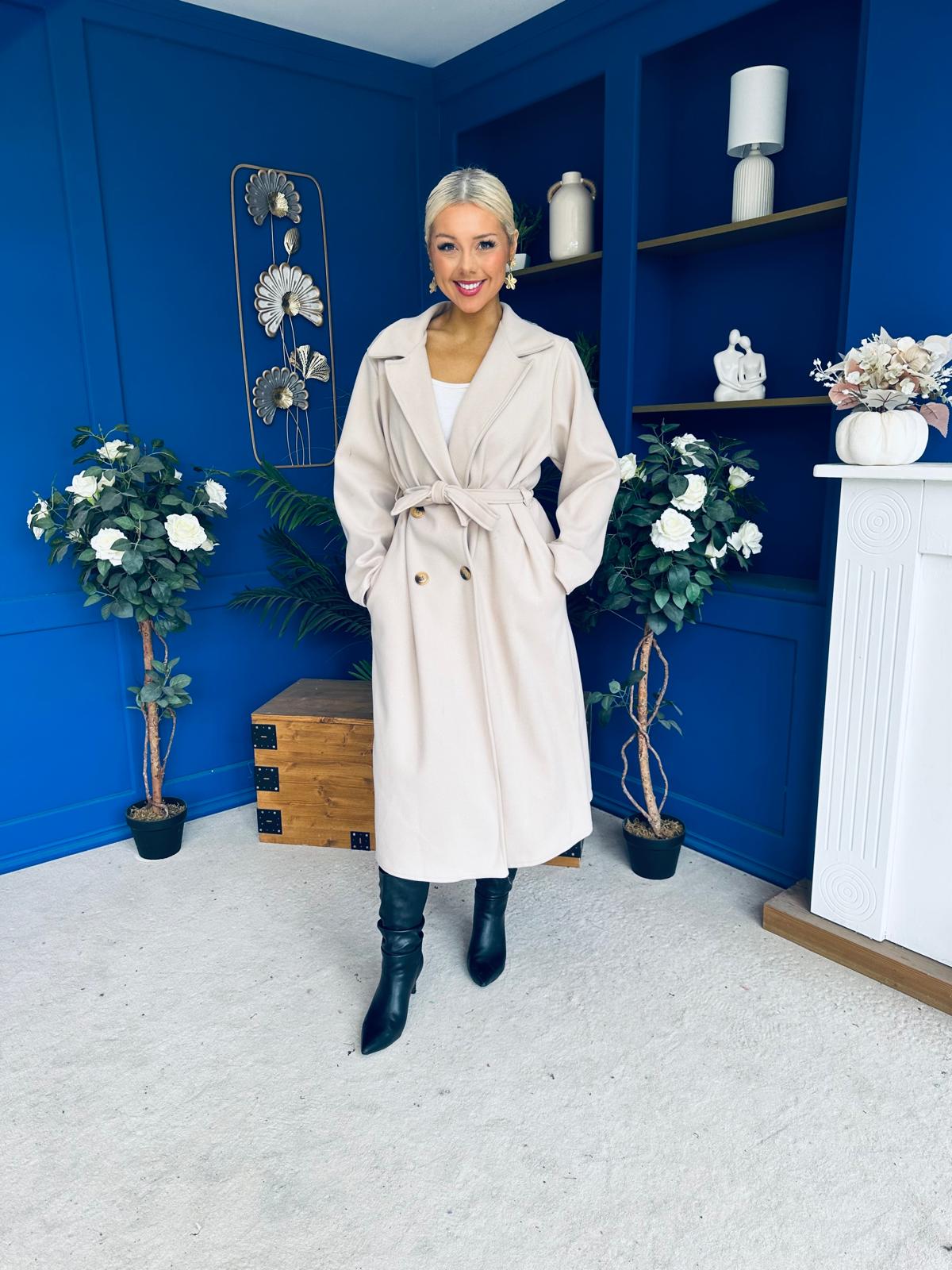 Claudia Detailed Trench Coat Cream