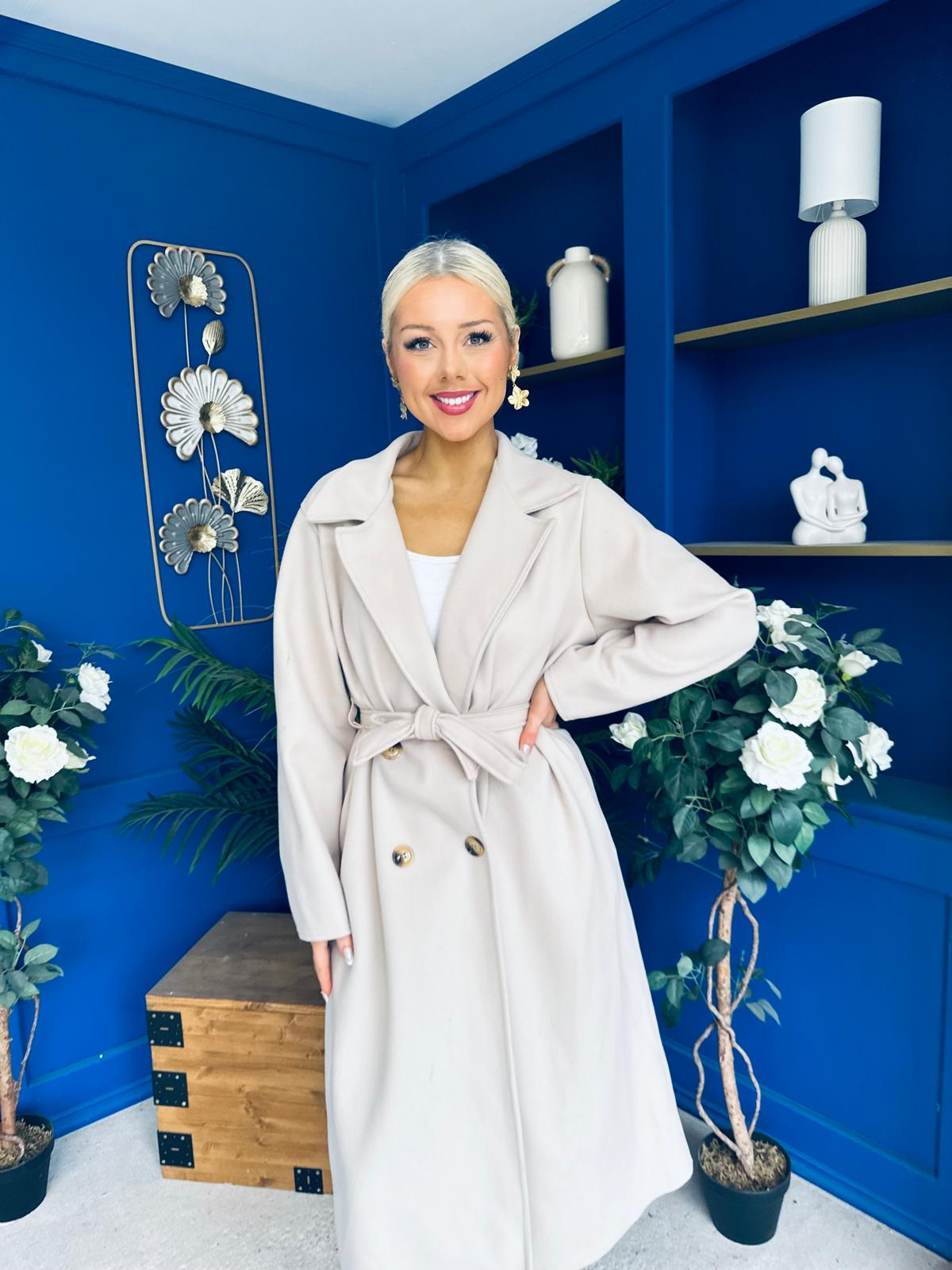 Claudia Detailed Trench Coat Cream