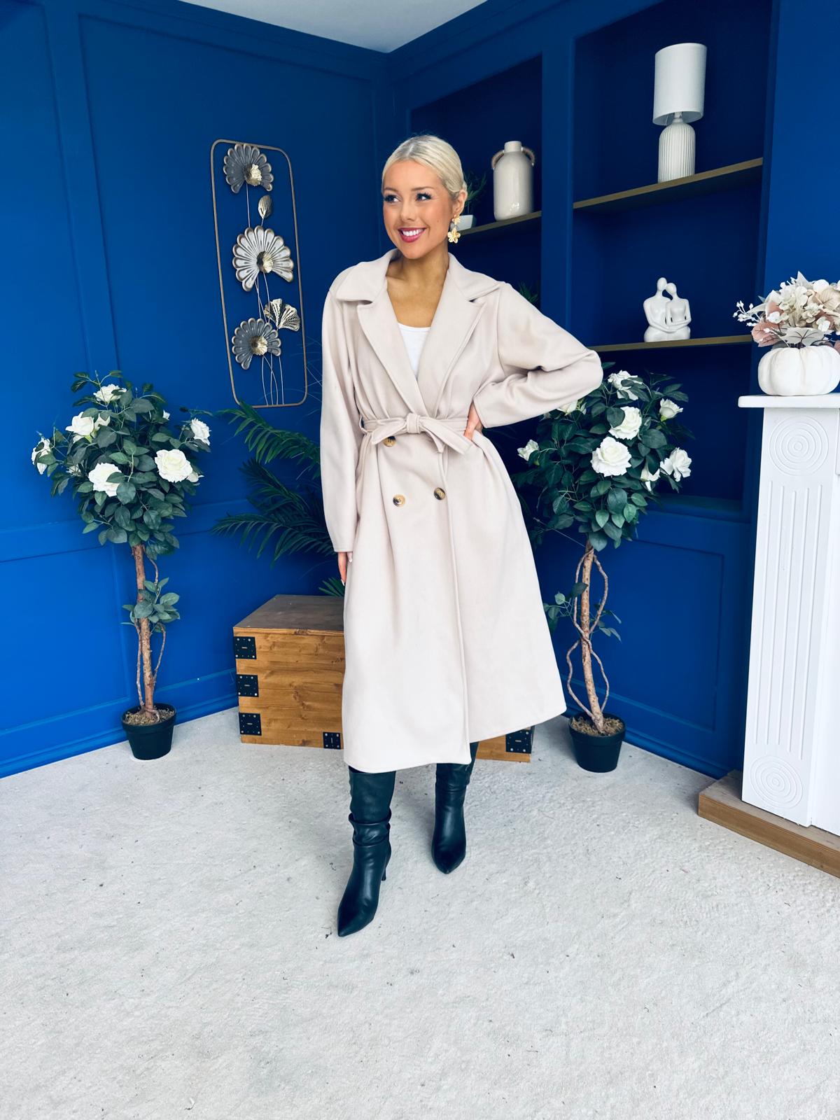 Claudia Detailed Trench Coat Cream