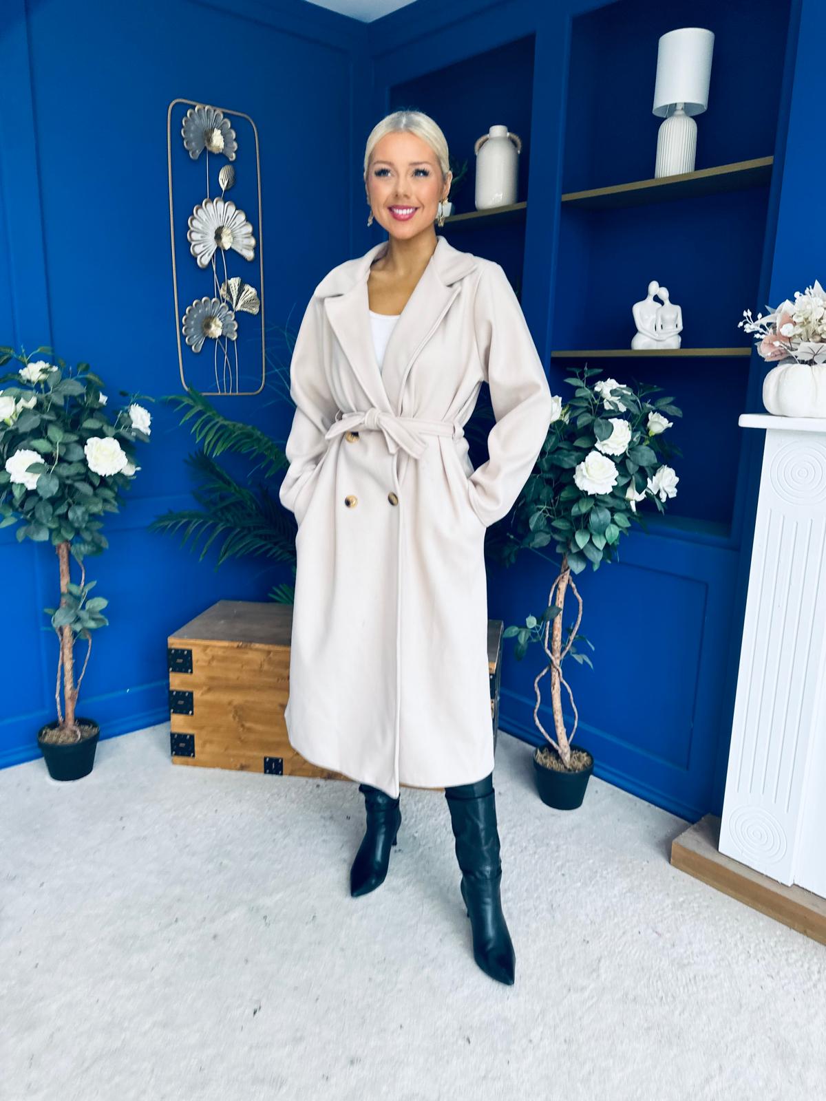 Claudia Detailed Trench Coat Cream