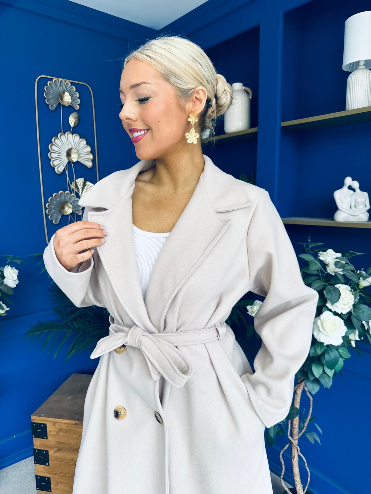Claudia Detailed Trench Coat Cream