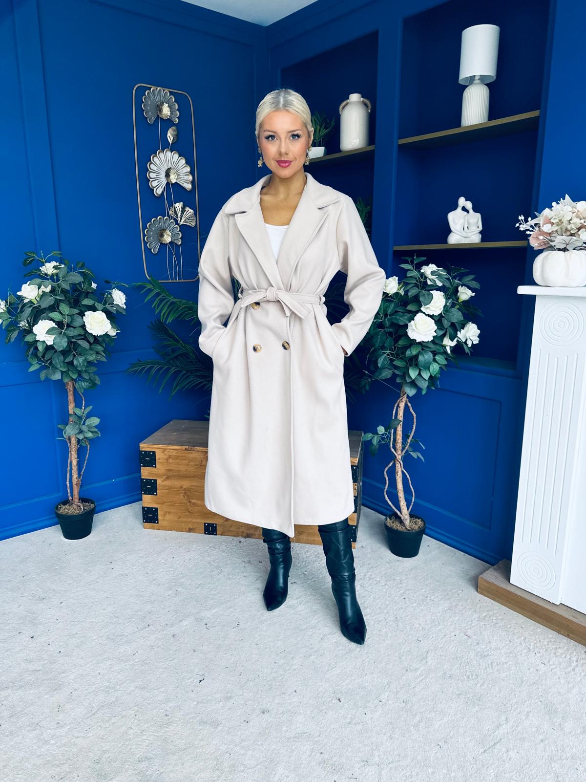 Claudia Detailed Trench Coat Cream