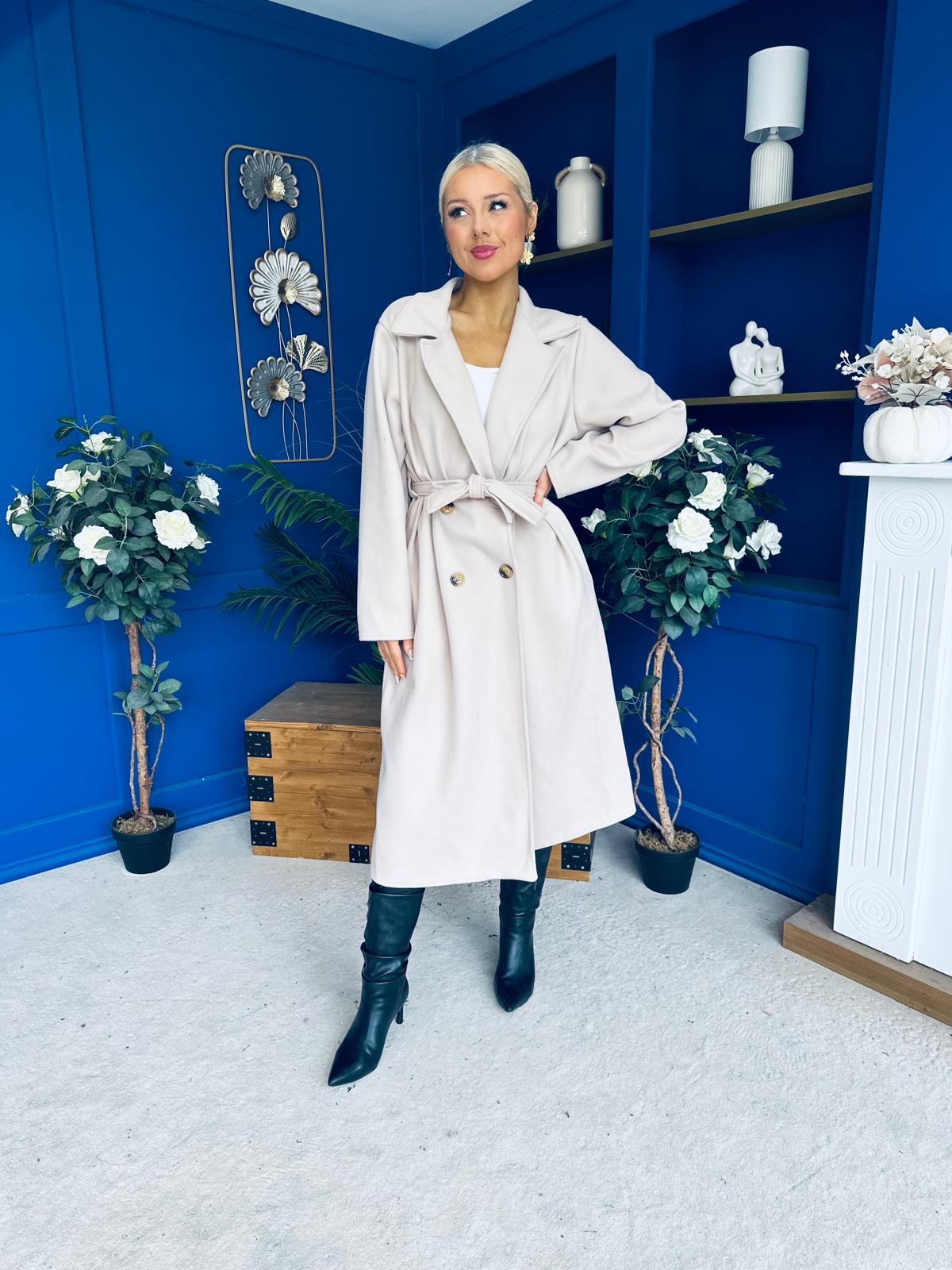 Claudia Detailed Trench Coat Cream