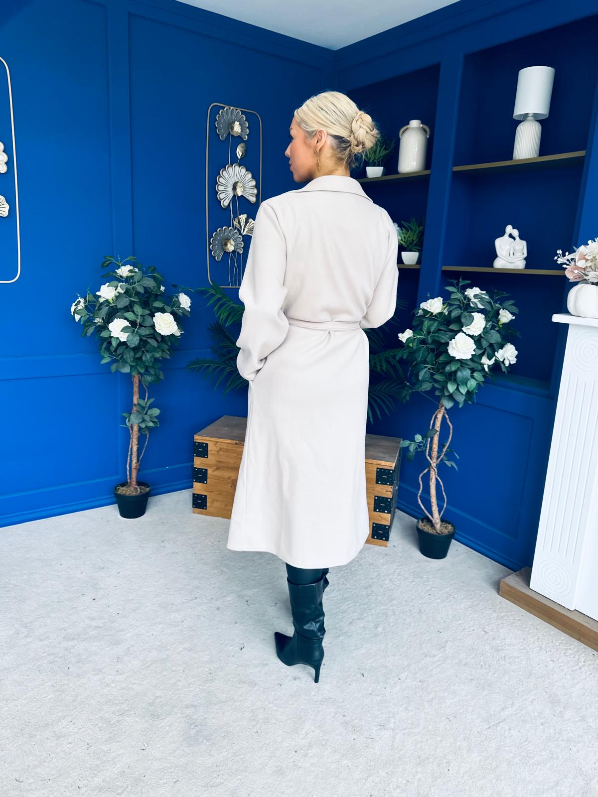 Claudia Detailed Trench Coat Cream
