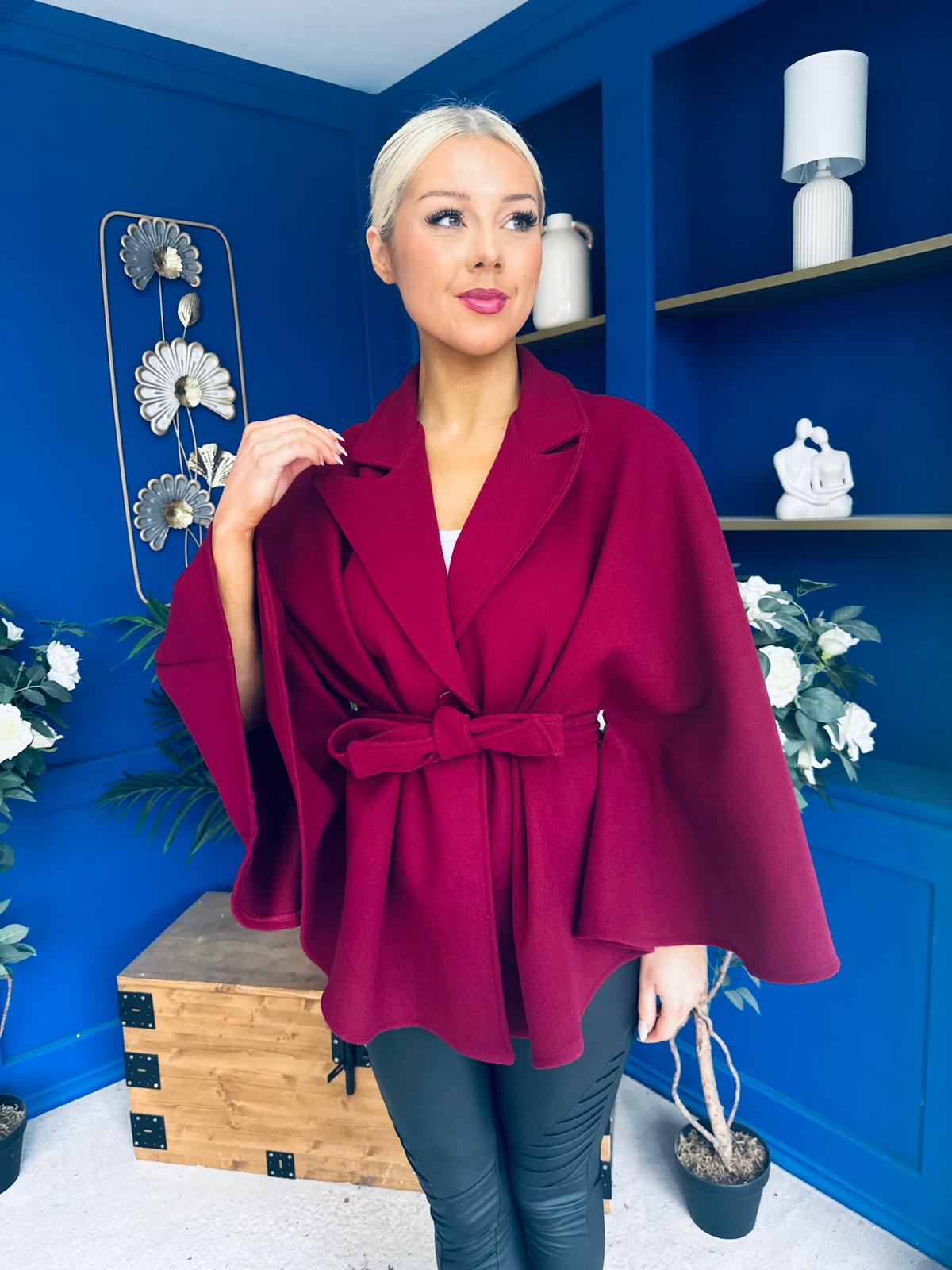 Tara Detailed Cape Jacket Wine
