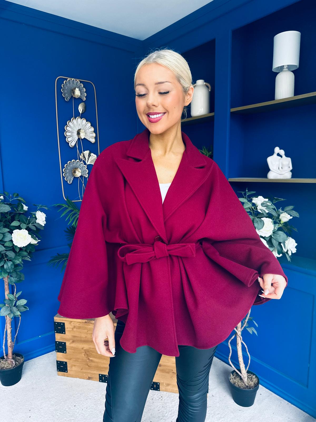 Tara Detailed Cape Jacket Wine
