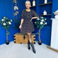 Leanne Ruched Detail Mini Dress Polka Chocolate