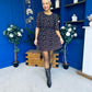 Leanne Ruched Detail Mini Dress Polka Chocolate