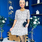 Leanne Ruched Detail Mini Dress Polka Stone