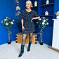 Leanne Ruched Detail Mini Dress Polka Black