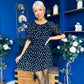 Leanne Ruched Detail Mini Dress Polka Black