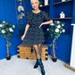 Leanne Ruched Detail Mini Dress Polka Black