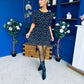 Leanne Ruched Detail Mini Dress Polka Black