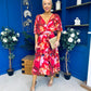 Orlaith Detailed Chiffon Midi Dress Floral Rose