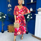 Orlaith Detailed Chiffon Midi Dress Floral Rose