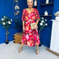 Orlaith Detailed Chiffon Midi Dress Floral Rose