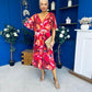 Orlaith Detailed Chiffon Midi Dress Floral Rose