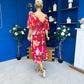 Orlaith Detailed Chiffon Midi Dress Floral Rose