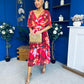 Orlaith Detailed Chiffon Midi Dress Floral Rose