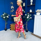 Orlaith Detailed Chiffon Midi Dress Floral Rose