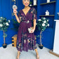 Orlaith Detailed Chiffon Midi Dress Floral Purple